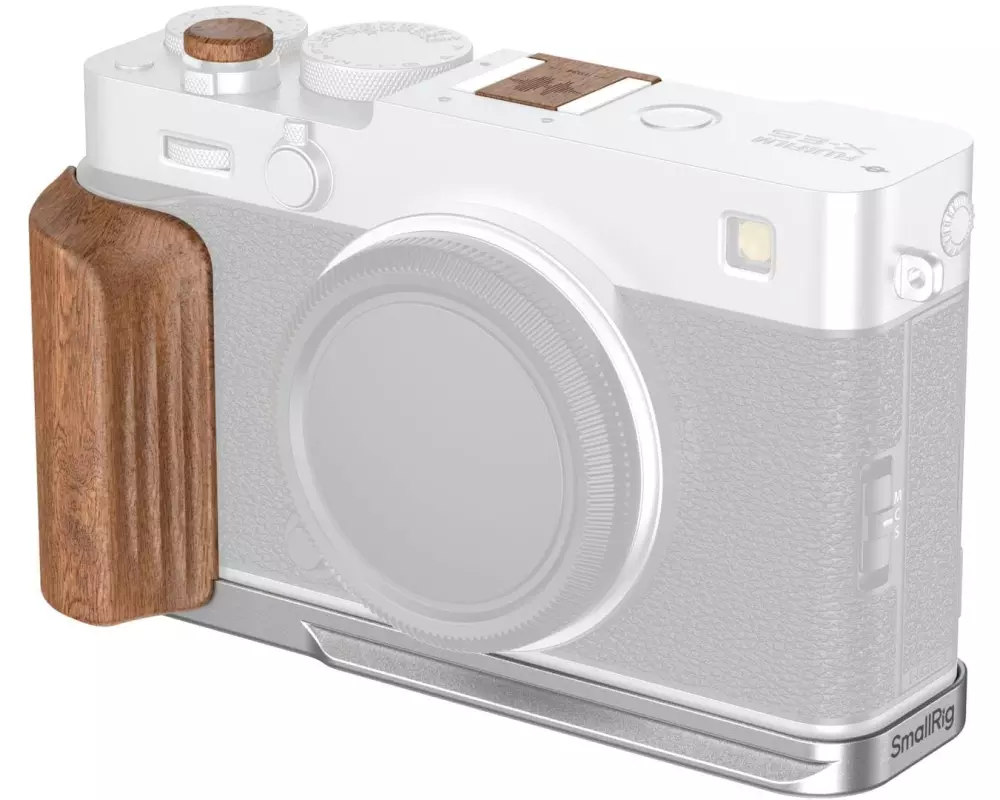 Smallrig Montageplatte X-E5 L-förmig, Holzgriff, Rosenholz, Silber