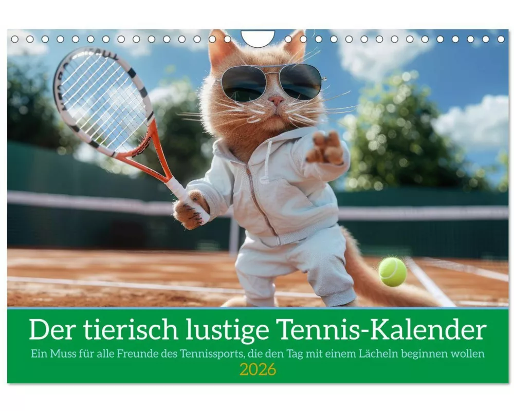 Der tierisch lustige Tennis-Kalender (Wandkalender 2026 DIN A4 quer), CALVENDO Monatskalender