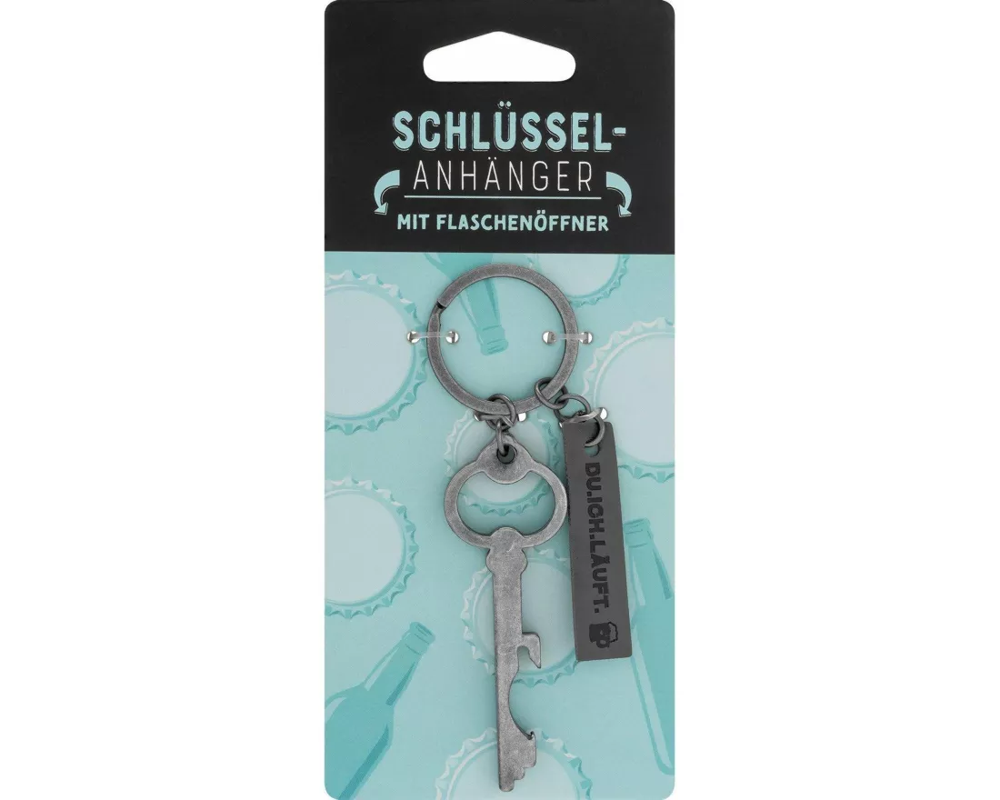 Schlüsselanhänger mit Flaschenöffner "Läuft"