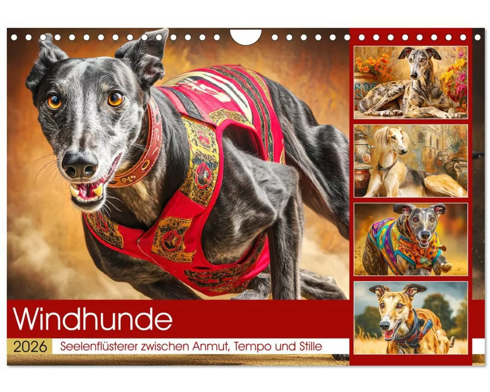 Windhunde. Seelenflüsterer zwischen Anmut, Tempo und Stille (Wandkalender 2026 DIN A4 quer), CALVENDO Monatskalender