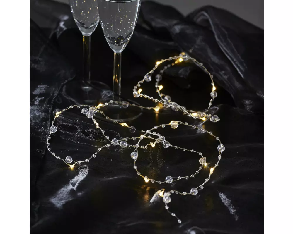 Star Trading Lichterkette DEW DROP Pearl, Silber / Warmweiss