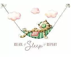 Postkarte / Relax, sleep, repeat (Katze) / quer