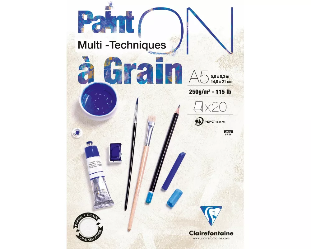 Paint'On gekörnt A5 Mixed Media Block, 14,8x22cm, 250g, 20 Blatt