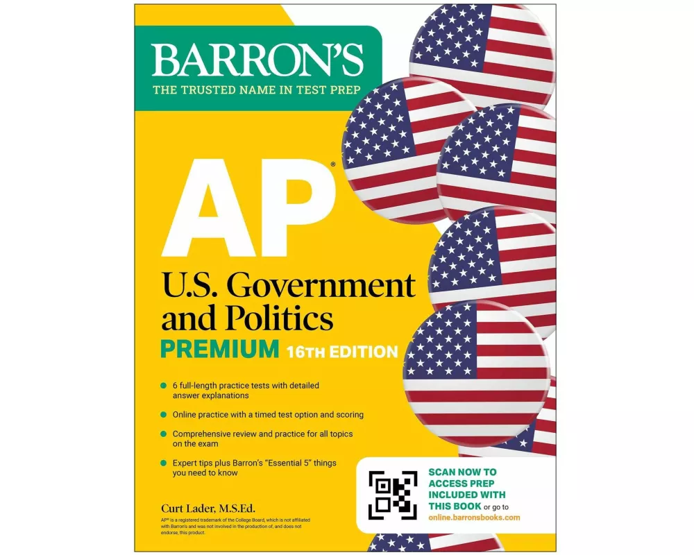 AP U.S. Government and Politics Premium, Sixteenth Edition: Prep Book with 6 Practice Tests + Comprehensive Review + Online Practice (2026)
