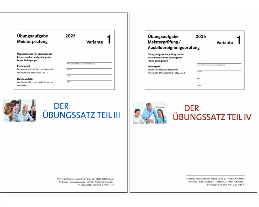 Das Übungspaket Teile III + IV - Variante 1