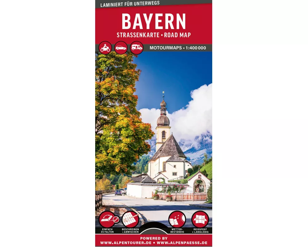 MoTourMaps Bayern Auto- und Motorradkarte 1:400.000