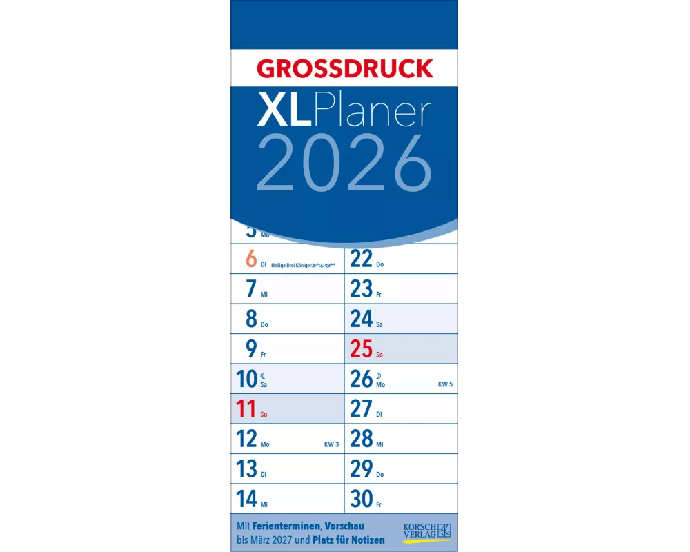 XL Planer Großdruck 2026
