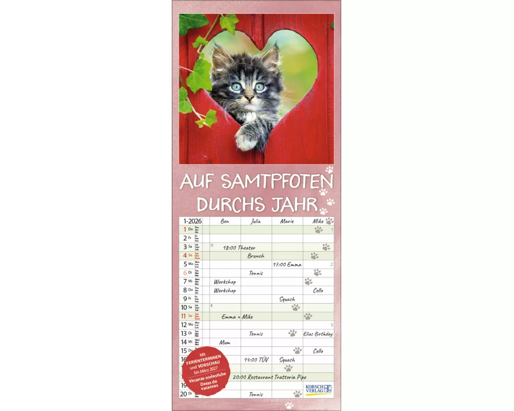 Auf Samtpfoten durch's Jahr 2026