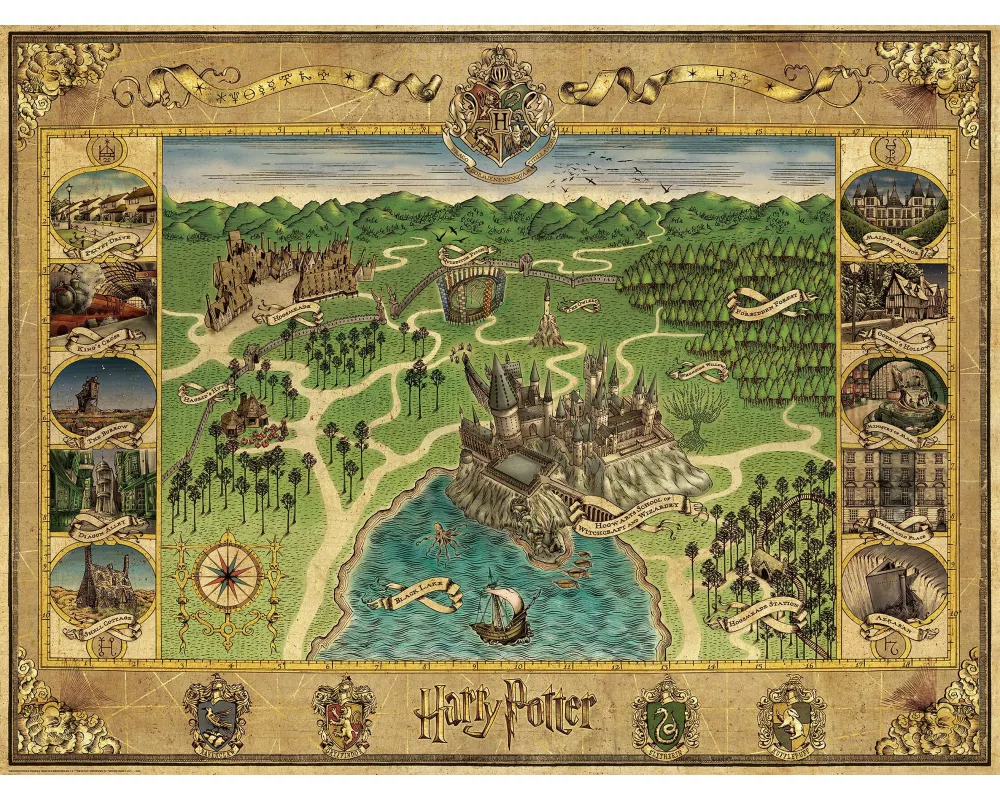 Erwachsenenpuzzle 1500 Teile - Harry Potter - Hogwarts Karte