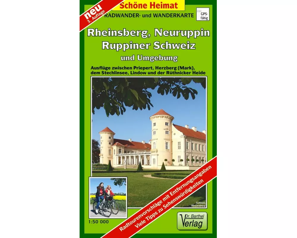 Radwander- und Wanderkarte Rheinsberg, Neuruppin, Ruppiner Schweiz und Umgebung
