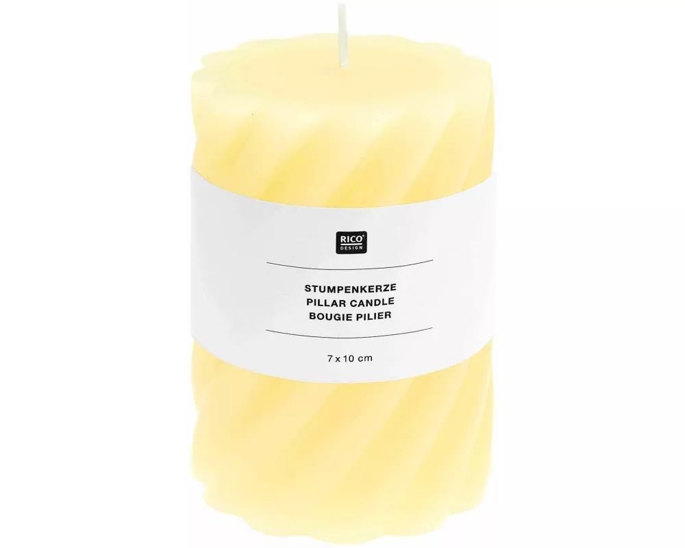 Stumpenkerze "Spiral" Gelb 7x10 cm, 300 g Brenndauer: 30h