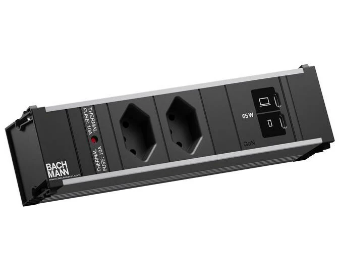 Bachmann Einbausteckerleiste CONI S 2xT13 1xUSB C/C 65W 0.2m schwarz