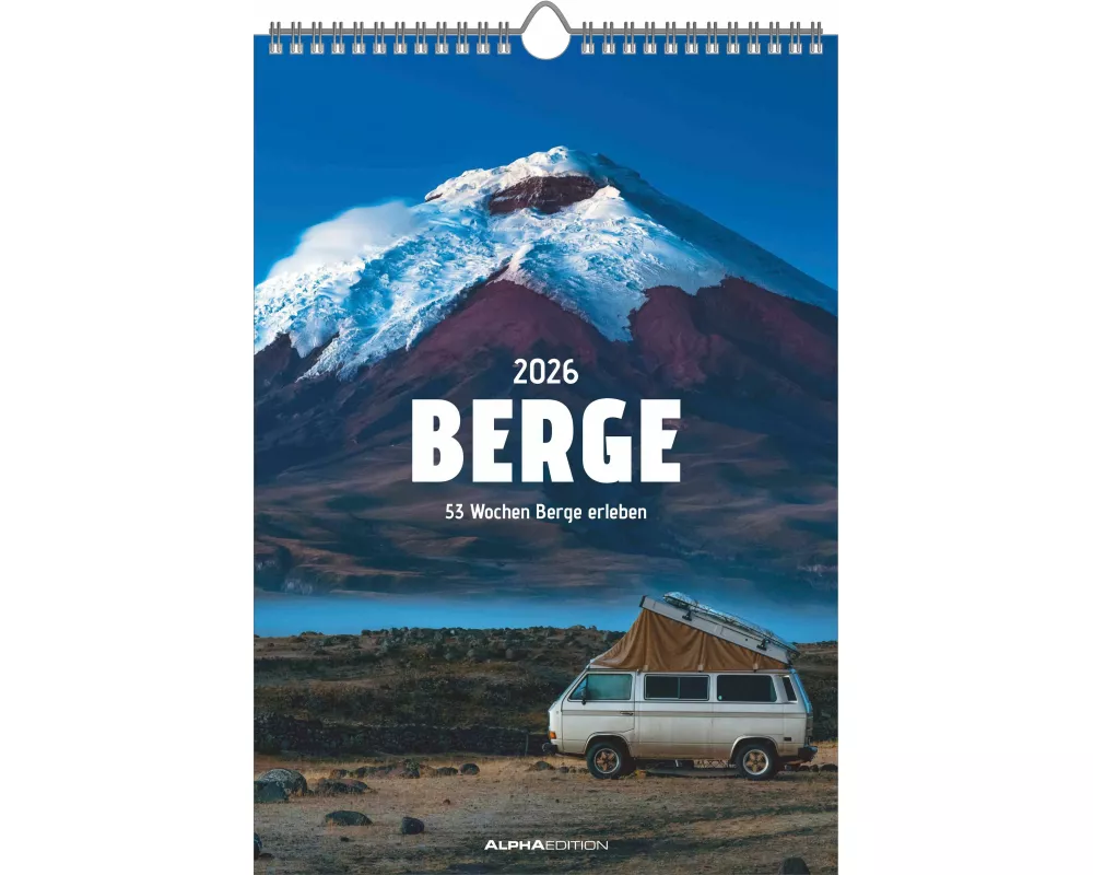 Alpha Edition - Berge 2026 – Wochenkalender 23,7×34 cm mit 53 beeindruckenden Bergmotiven & Beschreibungen, inspirierender Wandkalender für Naturfreun