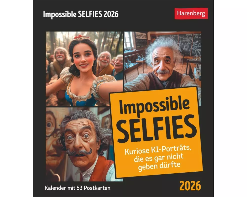 Impossible Selfies Postkartenkalender 2026 - Kuriose KI-Porträts, die es gar nicht geben dürfte