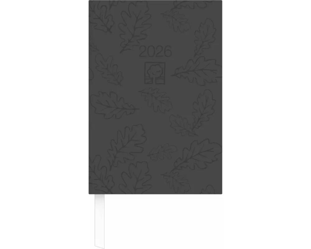 Zettler Wochenbuch Blauer Engel anthrazit 1W/2S 2026 – Buchkalender 15 × 21 cm, 1 Woche auf 2 Seiten, Recyclingpapier, nachhaltig zertifiziert