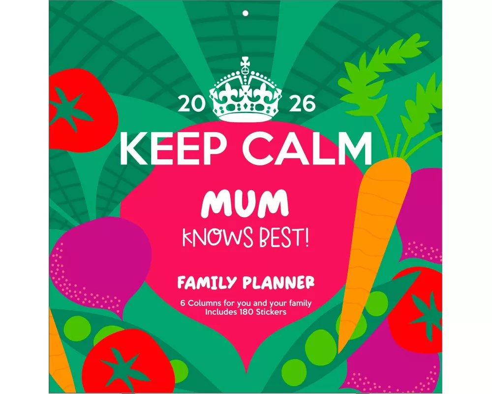 Pyramid - KEEP CALM 2026 – Familienplaner 30×30 cm (aufgeklappt 30×60 cm) mit 12 humorvollen Sprüchen im Keep-Calm-Design