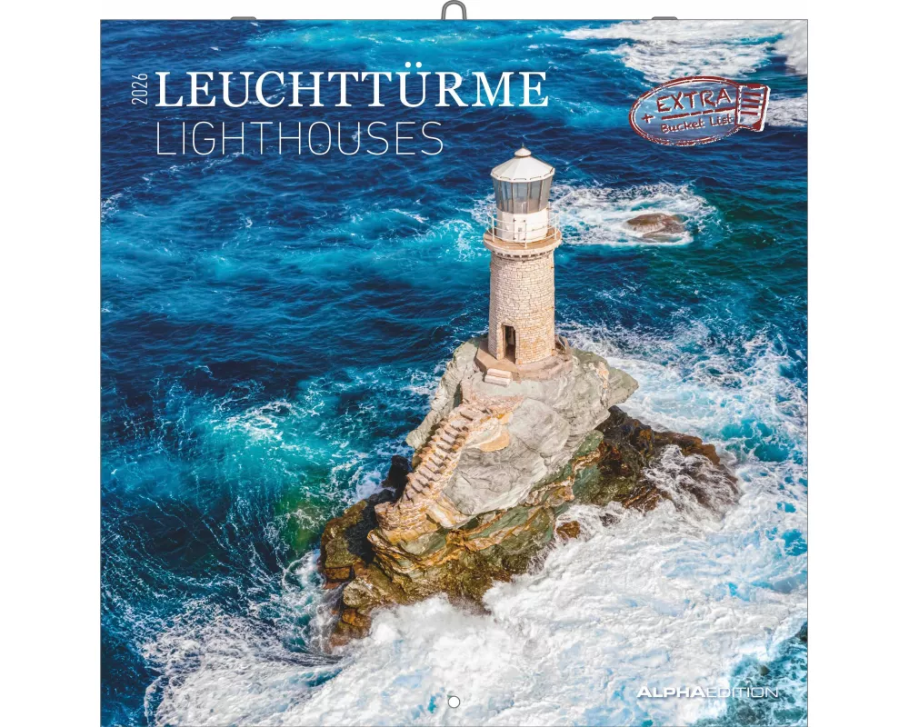 Alpha Edition - Leuchttürme 2026 – Broschürenkalender 30x30 cm – Wandkalender – Für Leuchtturm- & Küstenliebhaber – 12 Leuchtturm-Motive – Mit Platz f