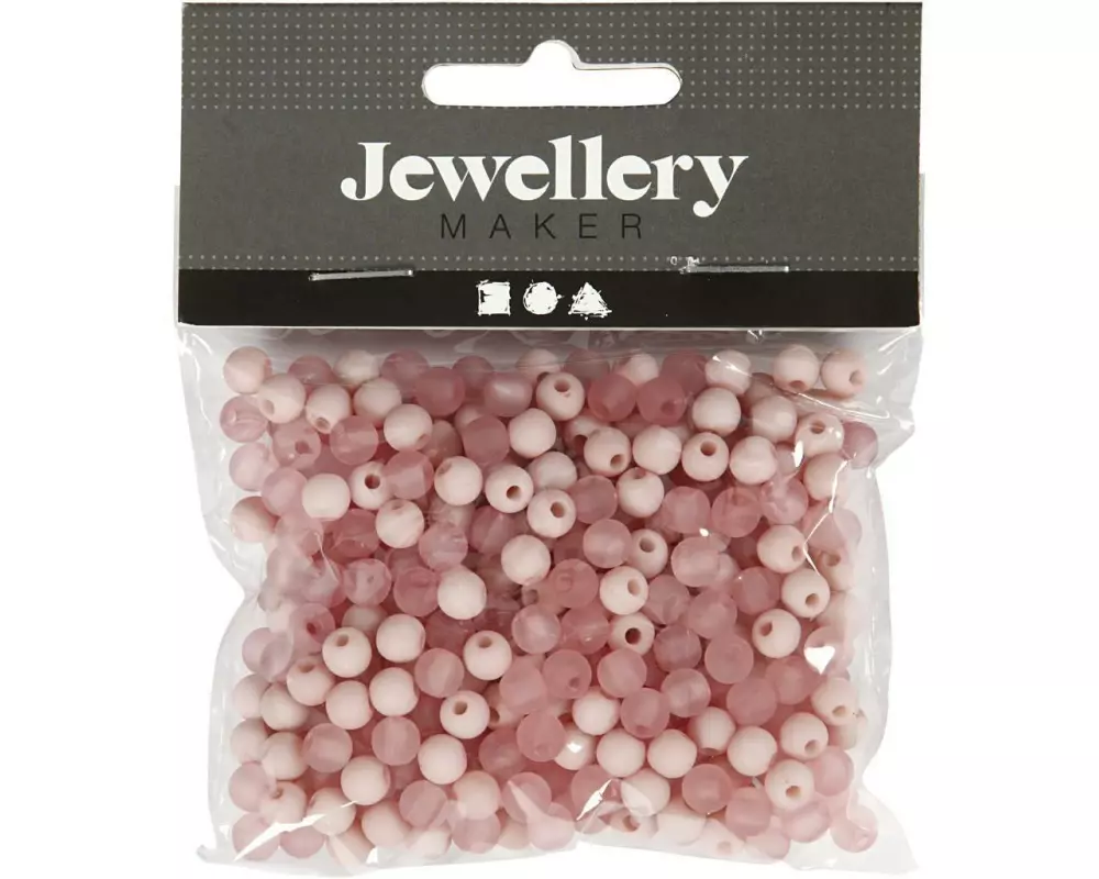 Creativ Company Kunststoffperlen 6 mm, Rosa, 150 Stk.