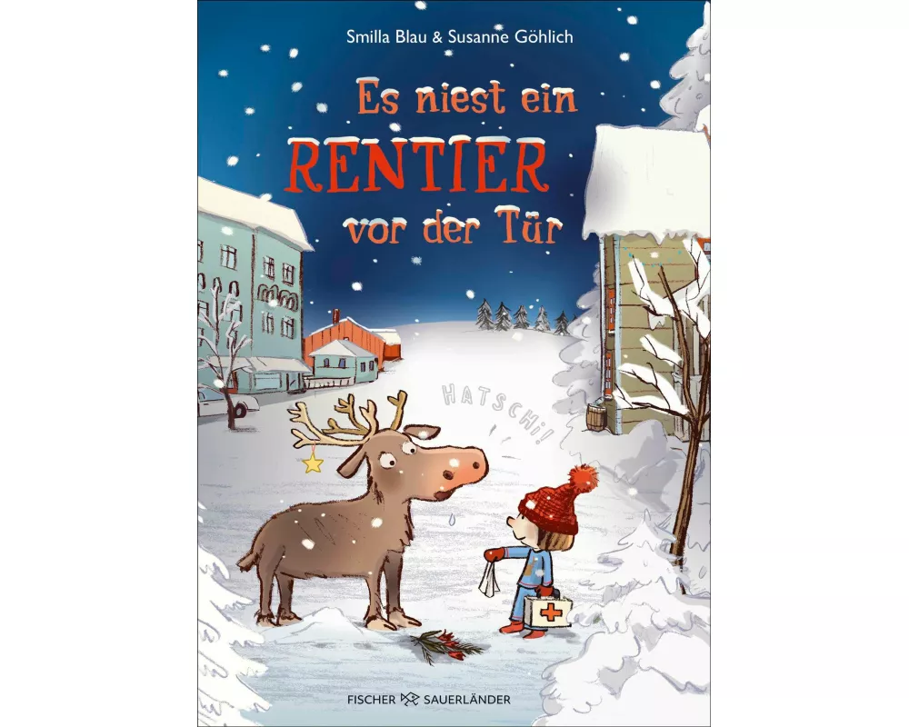 Es niest ein Rentier vor der Tür