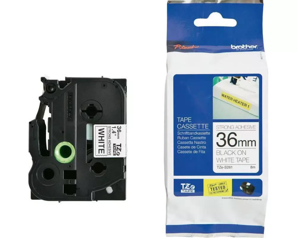 Brother Beschriftungsband TZe-S261 Schwarz auf Weiss