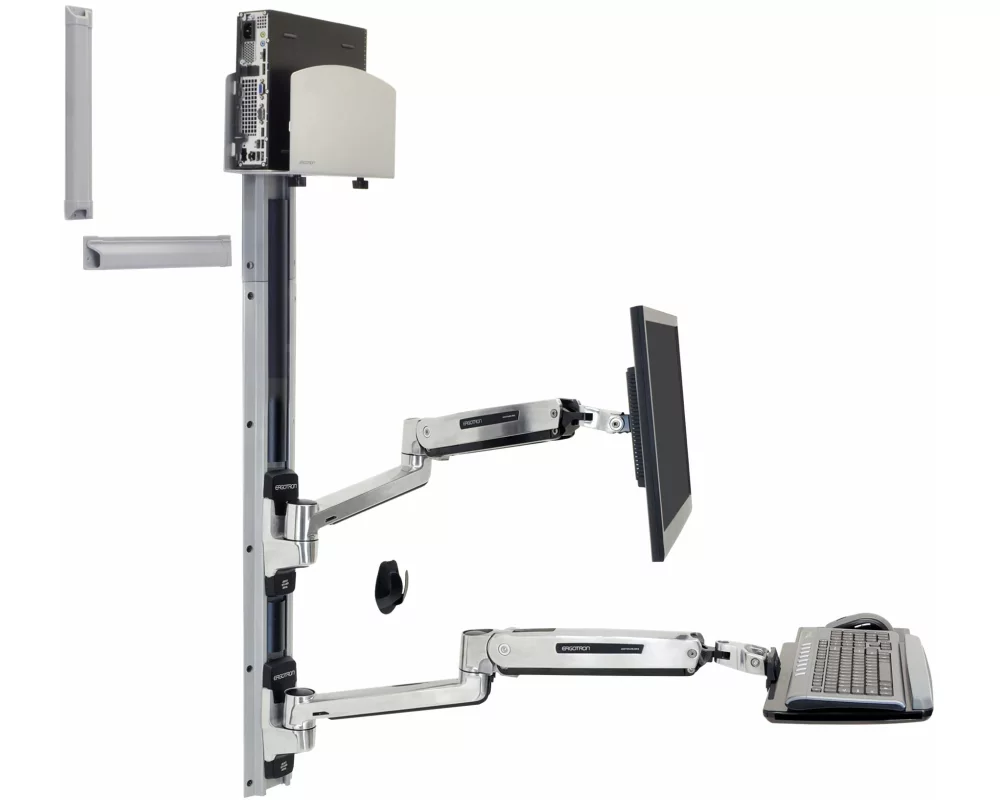 ERGOTRON wall mount, LX, System, LCD, Keyboard, CPU, adjustable 51cm, 42 inch, 3,2-11,3kg, lift, pan, tilt, rotate, silver