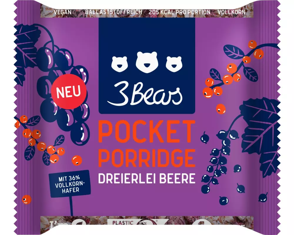 3Bears Pocket Porridge dreierlei Beere 55 g
