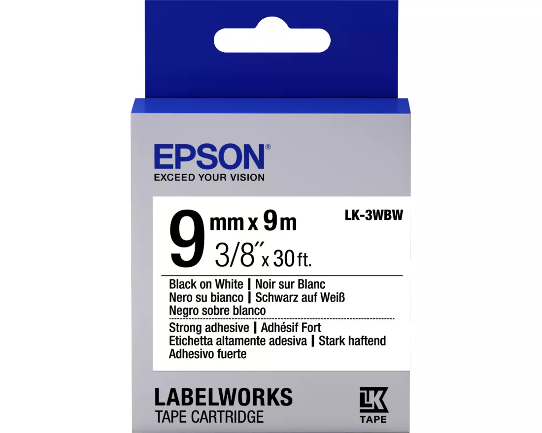 Epson LK-3WBW Label Etikette Schwarz auf weiss