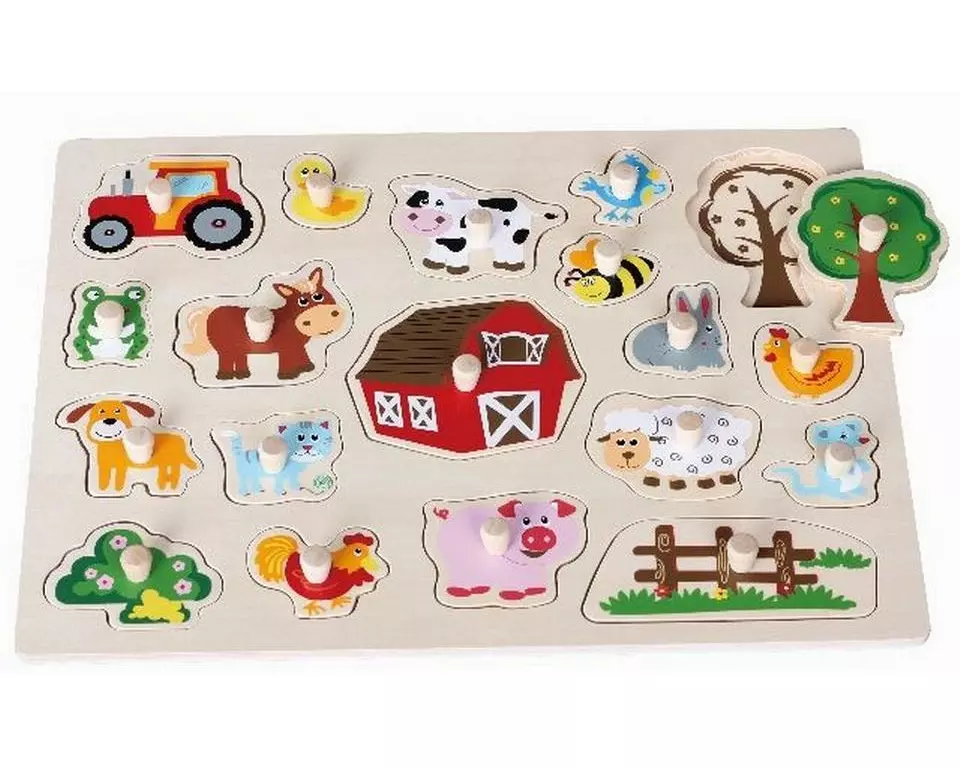 Spielba Holzspielwaren Puzzle Tiere gross mit Griffli