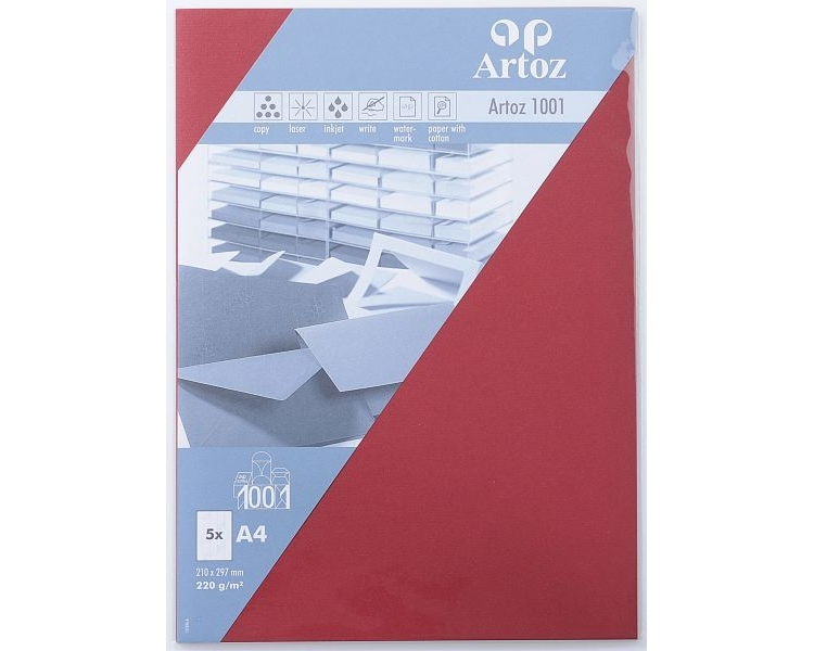 ARTOZ Karten 1001 A4 107696145 220g, weinrot 5 Blatt