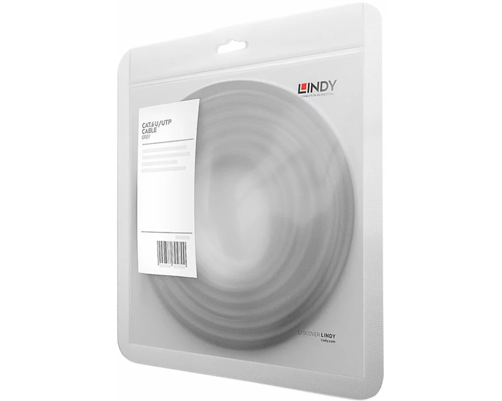 LINDY Patch Cable, Cat6, UTP, RJ45-RJ45, 10m, grey