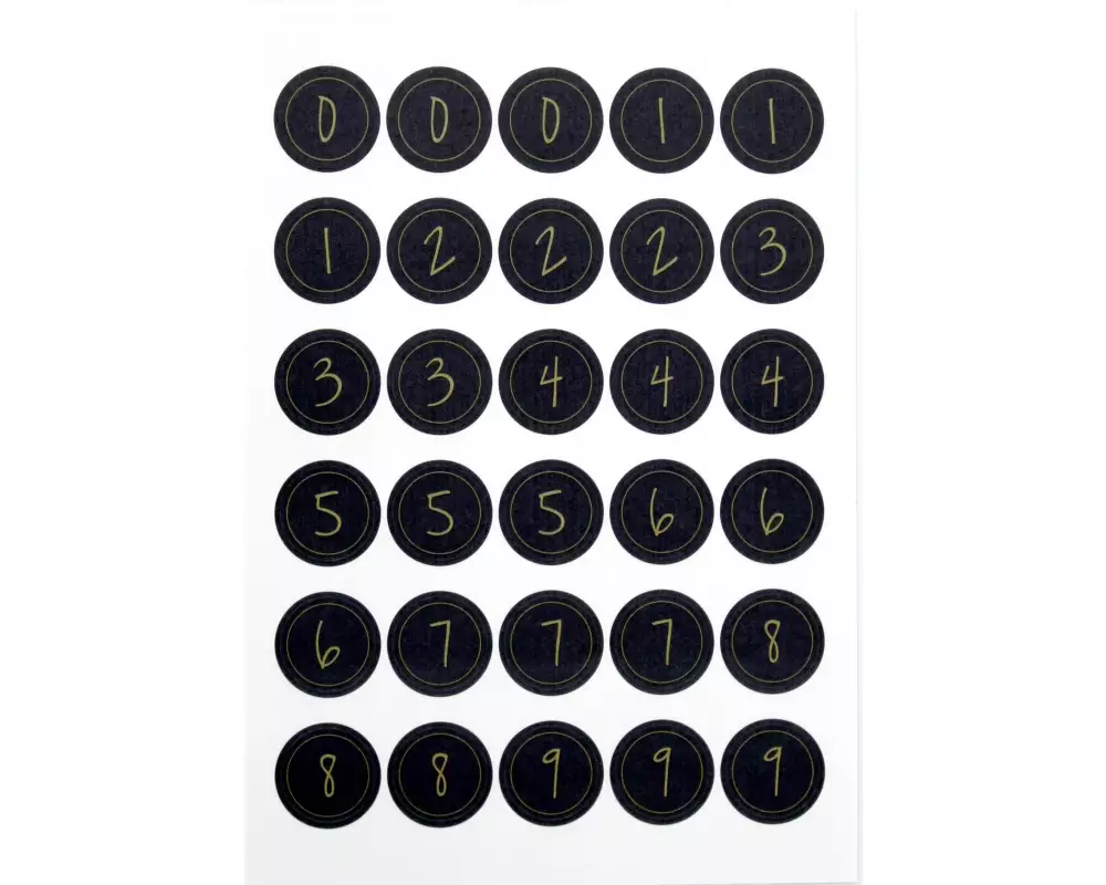 Artoz Zahlensticker 0-9, 6 Stück Gold/Schwarz
