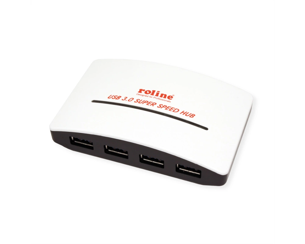 ROLINE USB 3.2 Gen 1 Hub "Black and White", 4 Ports, mit Netzteil