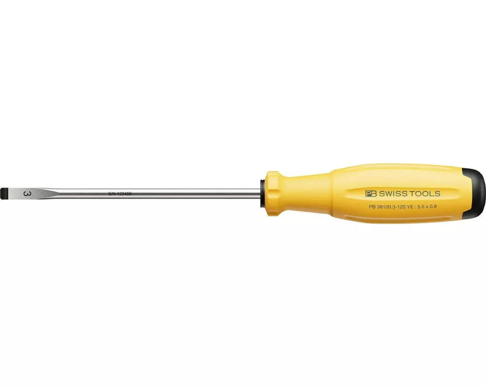 PB Swiss Tools SwissGrip Evo Schlitz-Schraubenzieher PB 38100.3-120 Gelb