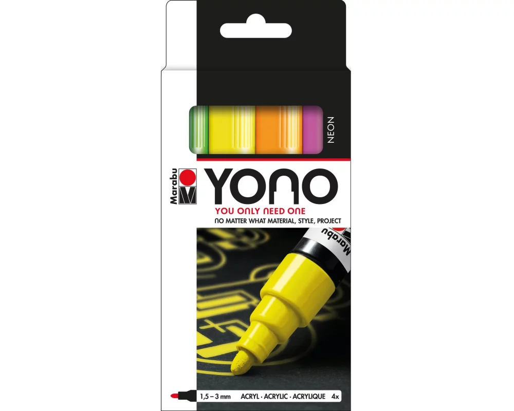 Marabu Acrylmarker YONO Set 1.5 - 3 mm, 4-teilig, Neon