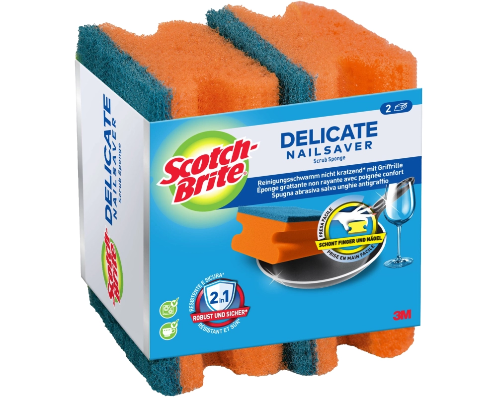 SCOTCH-BRITE Delicate, Schwamm DENS2CH blau/orange 2 Stück