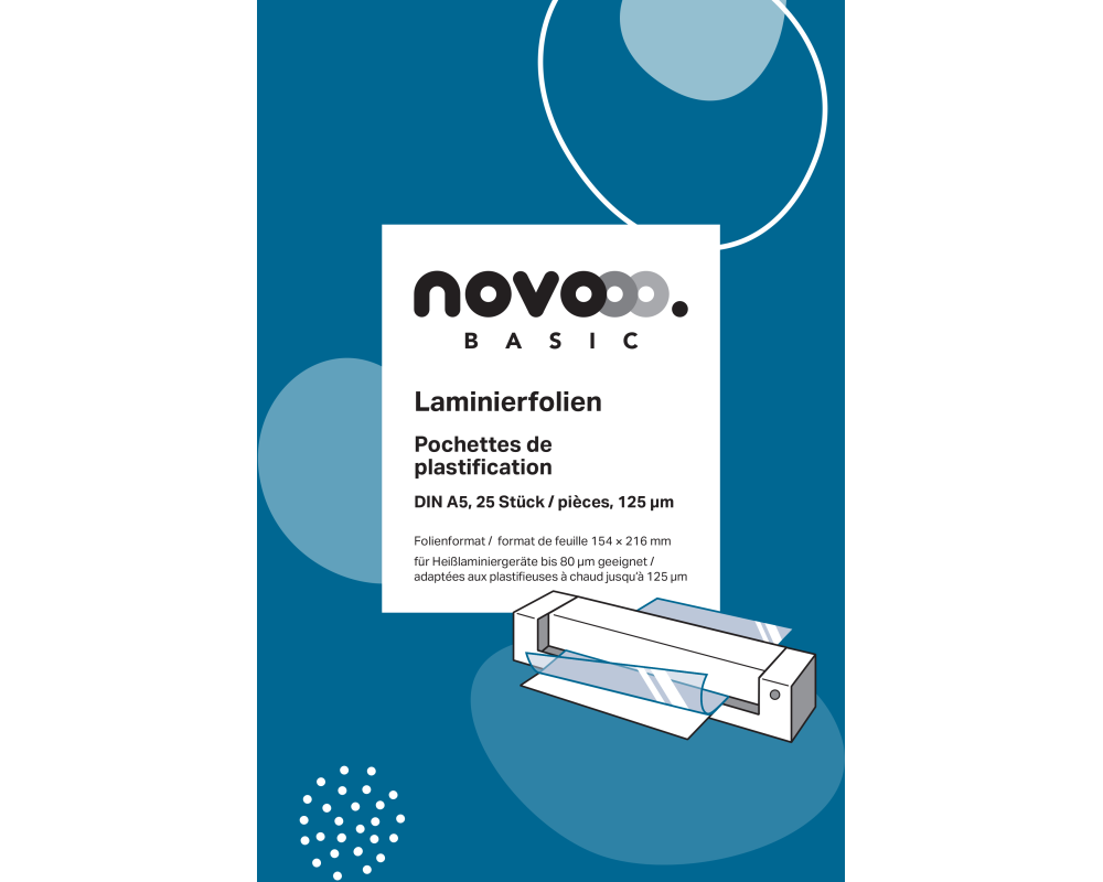 NOVOOO Laminierfolie A5 47030000 glanz, 125my 25 Stück