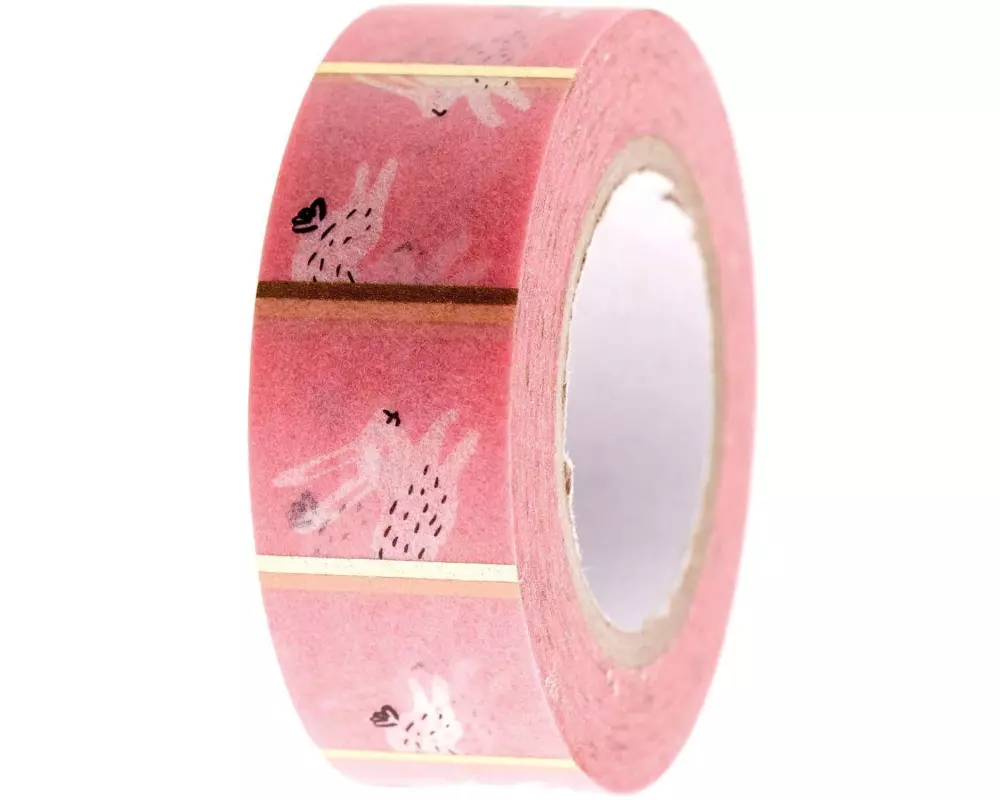 Rico Design Washi-Tape Bunny Hop, 15 mm x 10 m, Rosa