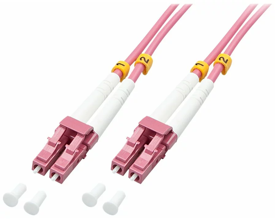 LINDY Fiber Optic Cable, OM4, LC-LC , 2m , pink , 50/125, Duplex, Multimode, LWL