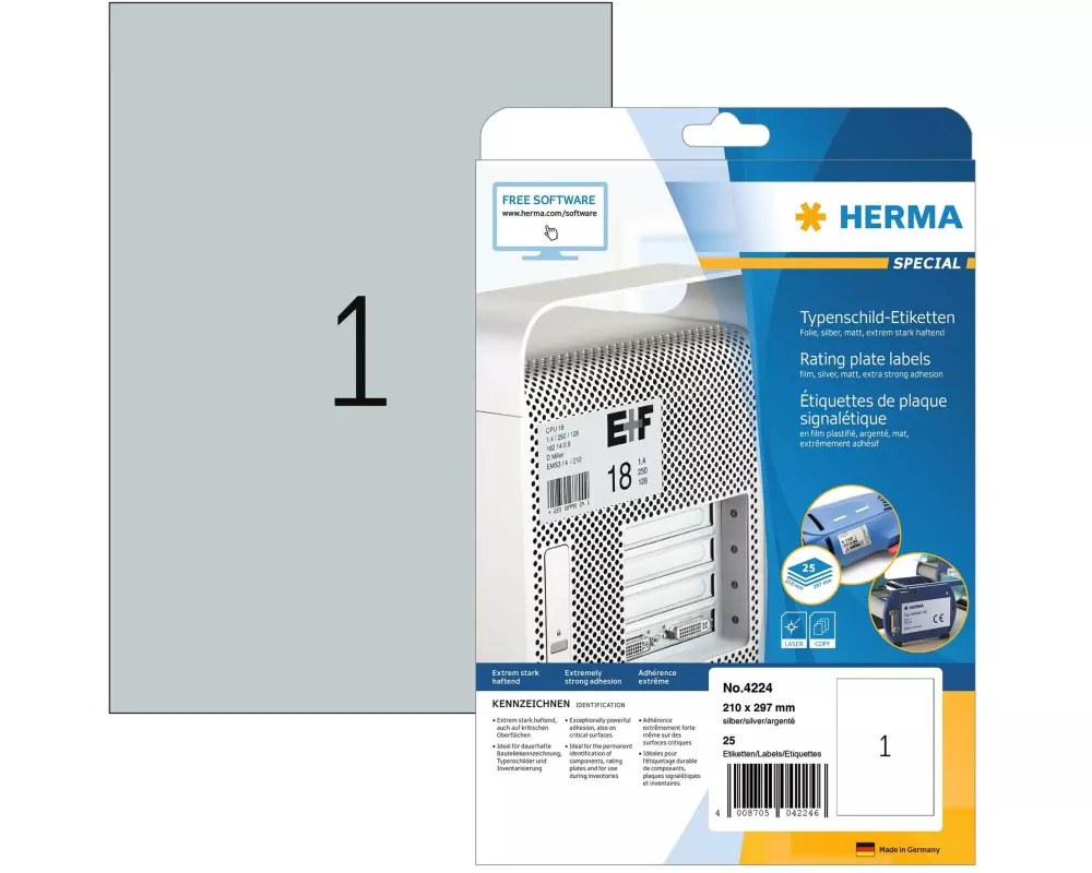 HERMA Typenschild-Etiketten 4224 210 x 297 mm