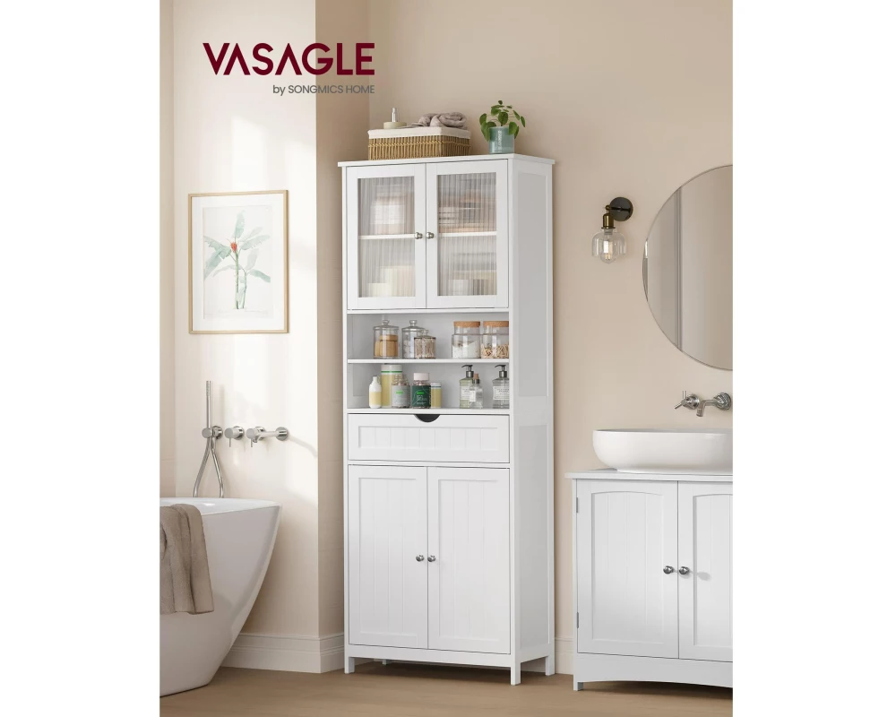 VASAGLE Kommode Landhausstil 30 x 170 cm, Weiss