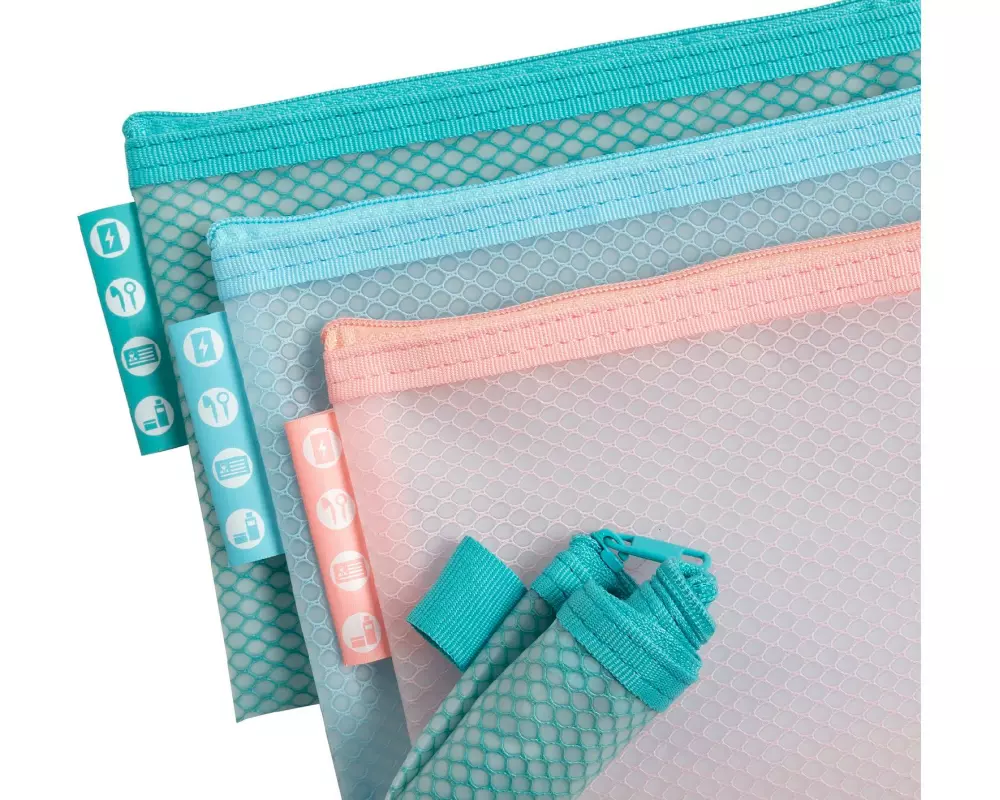 Exacompta EVA Chromaline Mesh Bag A6, 3-er Set, Farben assortiert