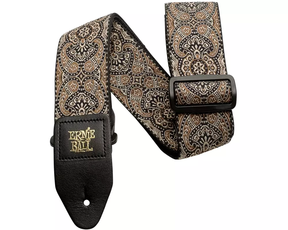 Ernie Ball Gitarrengurt Jacquard Gold & Black Paisley