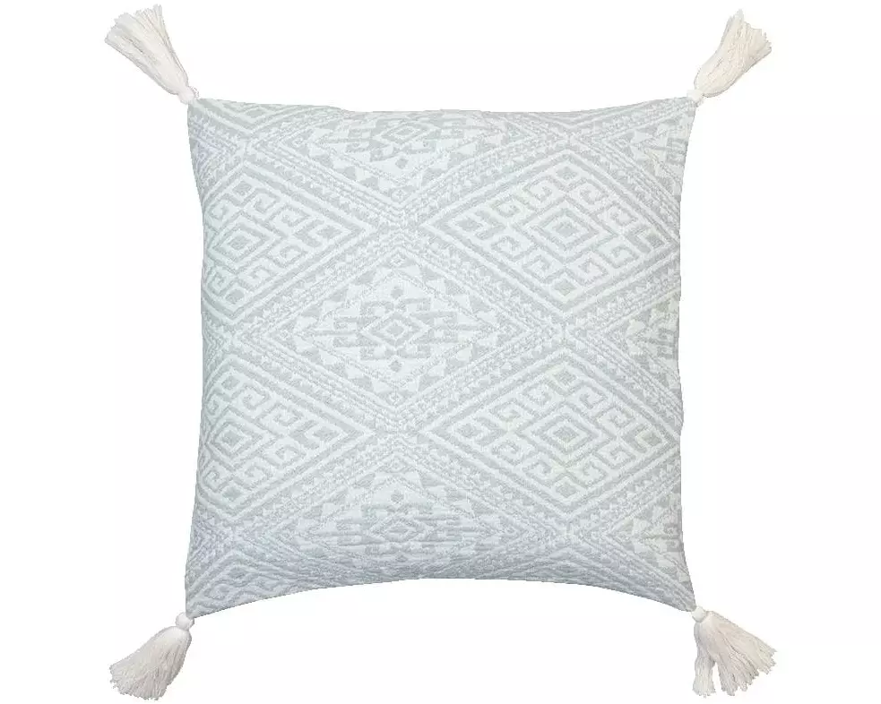 Jean & Len Kissenbezug mit Quasten 45 cm x 45 cm, Beige/Mint