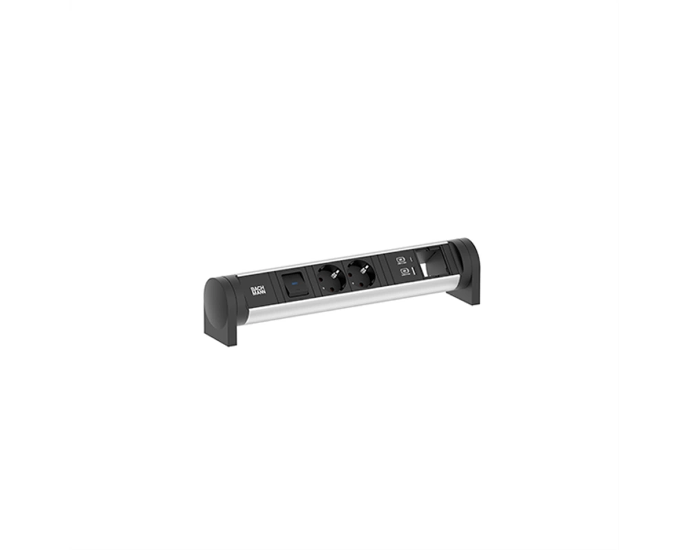 BACHMANN CYCLE Desk 2xCEE7/3 1xSchalter 1xCM 1xUSB A/C 22W 0,2m GST18