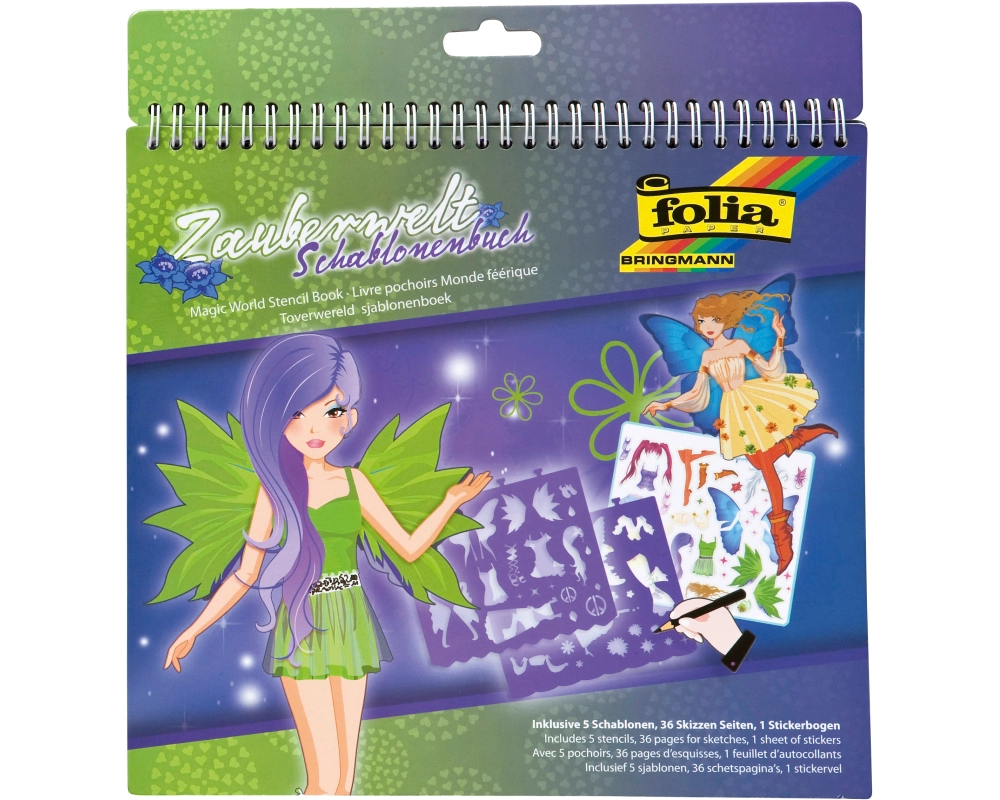 FOLIA Schablonenbuch Zauberwelt 41201 gross, 5 Stück, 36 Seiten