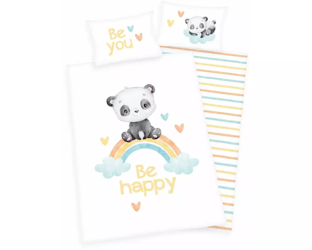 Herding Kinderbettwäsche Regenbogen Panda 100 x 135 cm + 40 x 60 cm