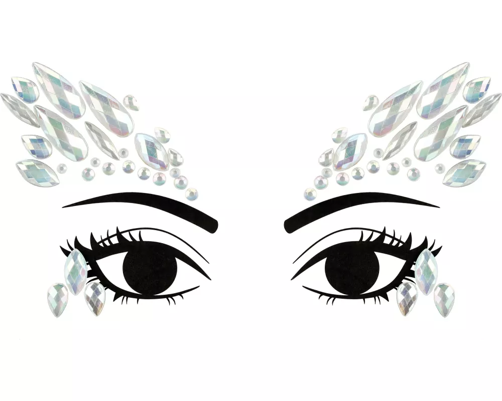 Partydeco Gesichtsschmuck Kristalle silber, 14 x 8.5 cm