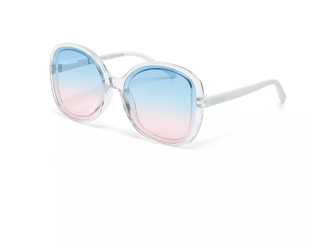 OKKIA Sonnenbrille Anna Transparent Clear, Blue Pink Lens