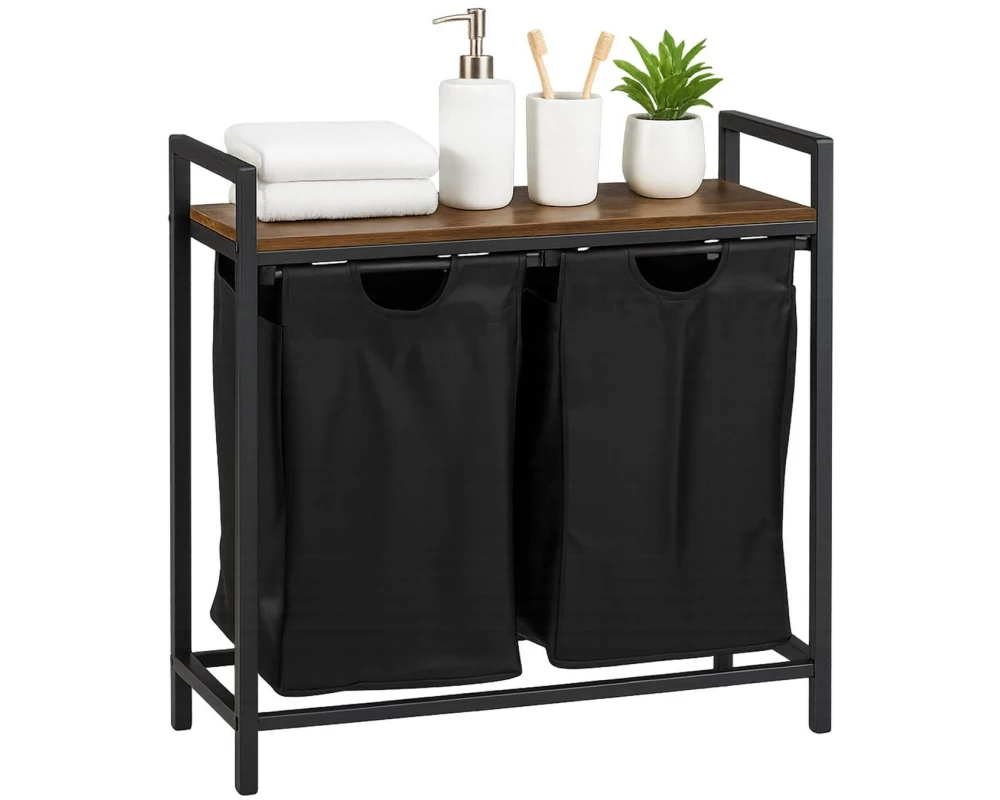 relaxdays Wäschekorb Schwarz