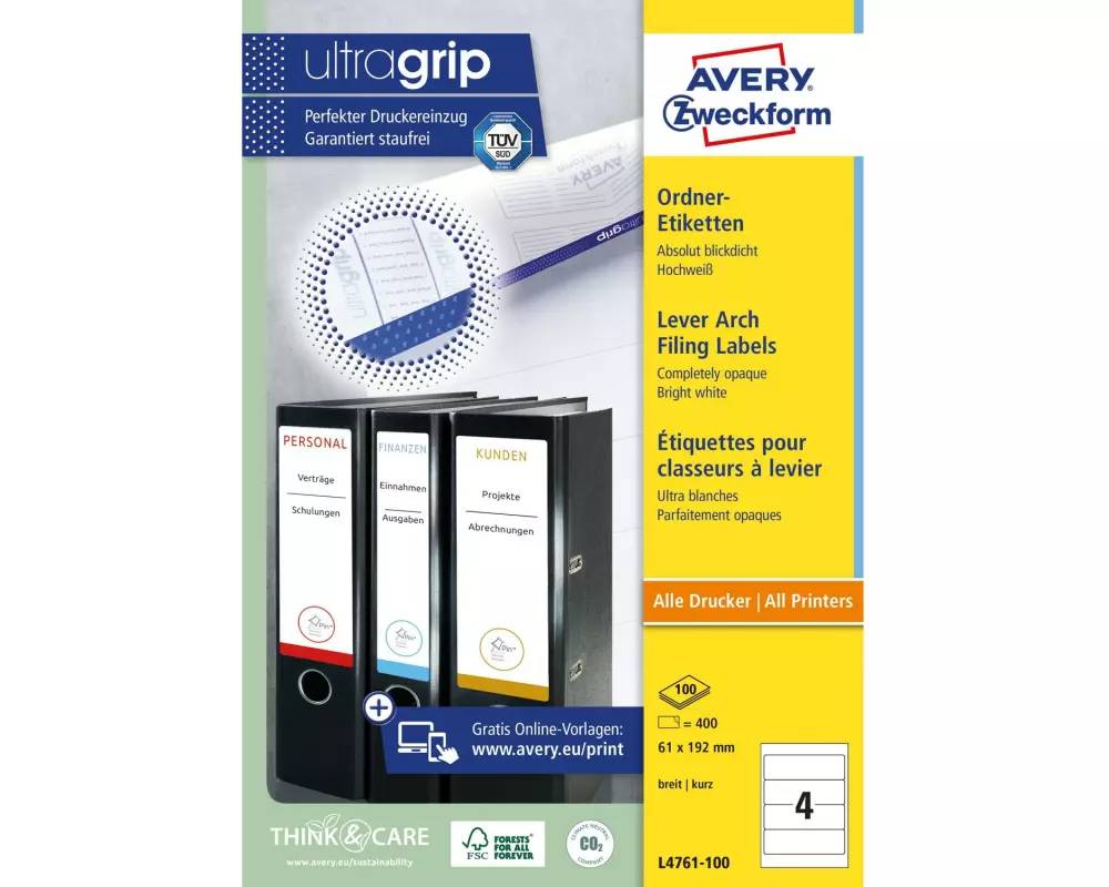 Avery Zweckform Ordneretiketten L4761-100 61 x 192 mm